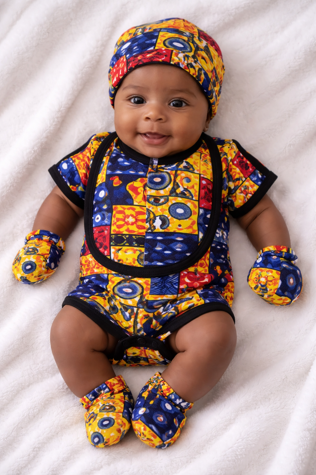 African Geometrical Print Baby Romper Set