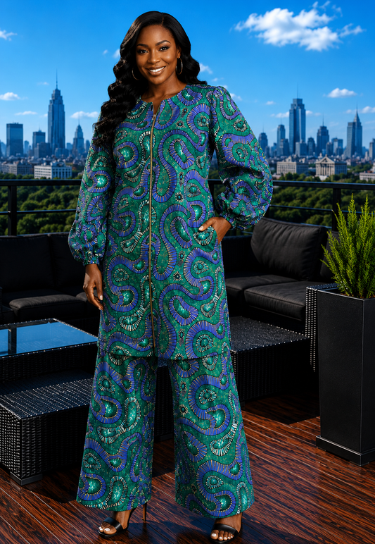 Teal-Purple Ankara African Print Set