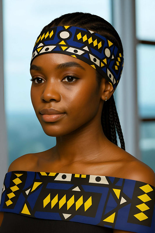 African Multi-Shaped Tribal Print Headwrap