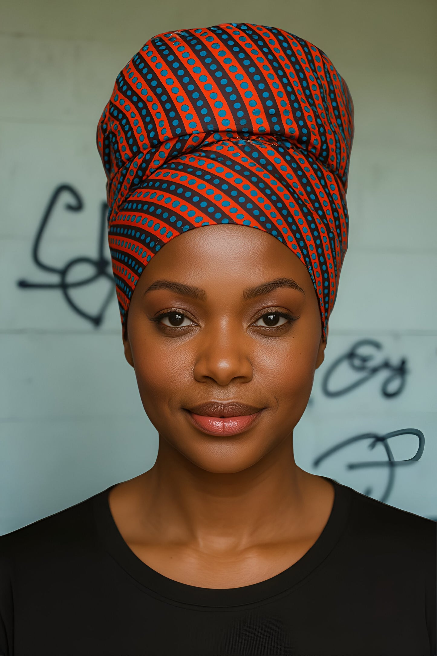 African Red/Black Print Headwrap