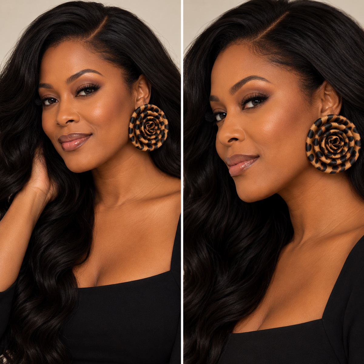 Leopard Print Rose Statement Earrings