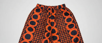 Orange African Print 3-Piece Dashiki Set with Matching Kufi Hat