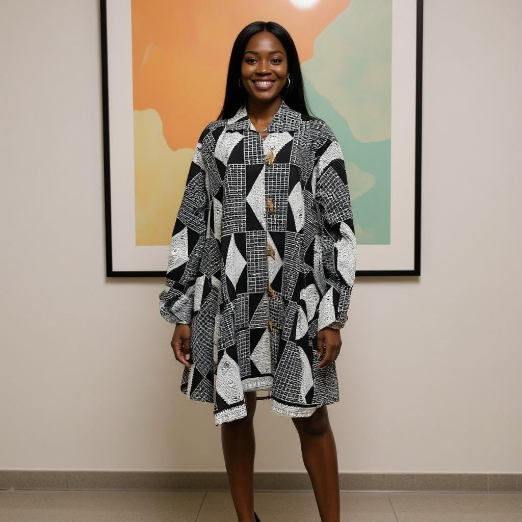 african print black dress Toghu Bamenda African Print Midi Skirt - Black / Red, S main image 0