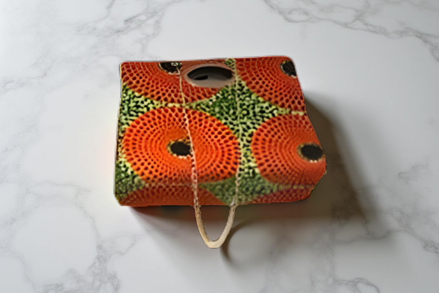 African Print Palazzo Pants & Bag Set (Orange Disc Print)