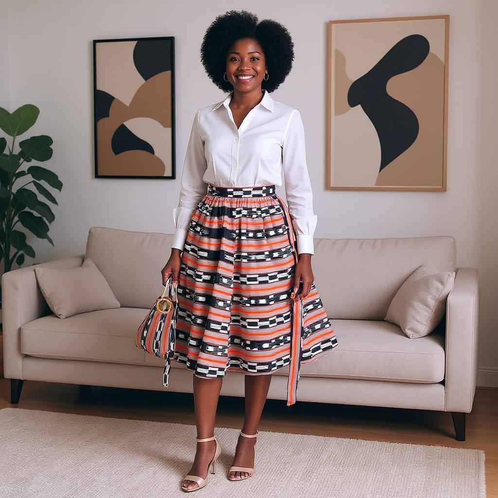 African Print Short Skirt & Handbag Set