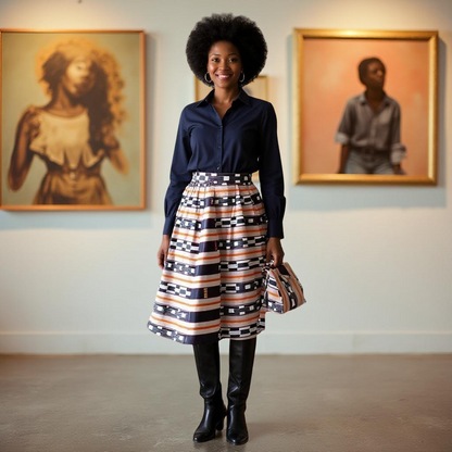 African Print Short Skirt & Handbag Set