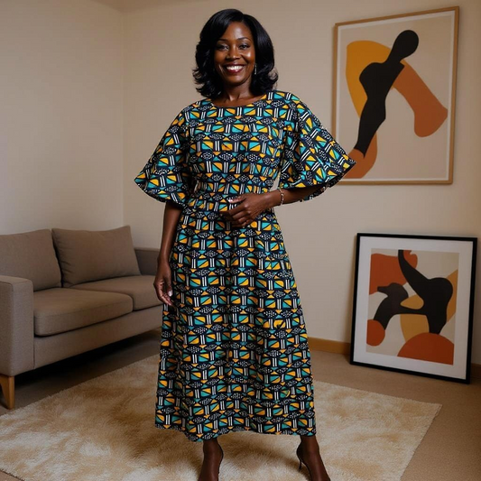 Long Ankara Print Dress