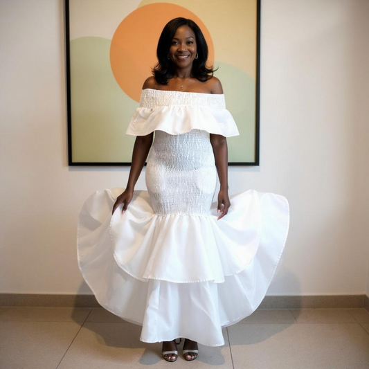 Formal Solid White Mermaid Maxi Gown