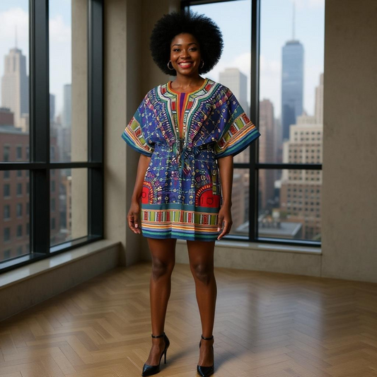 Women's Blue Dashiki Kaftan