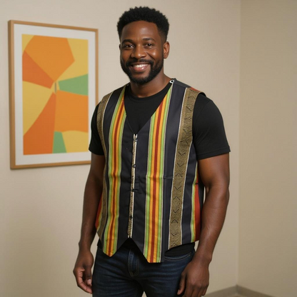 African Kente Print Vest Jacket