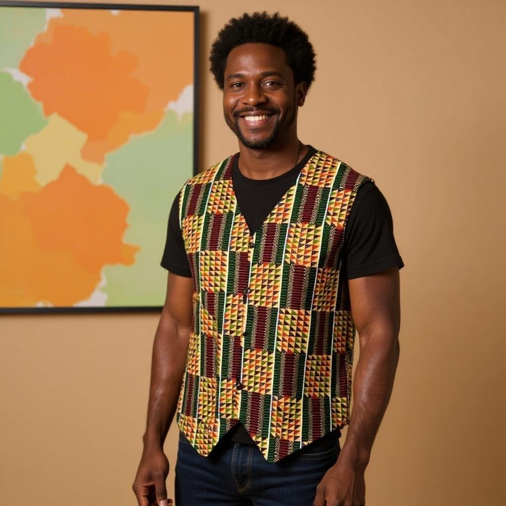 African Kente Print Vest Jacket