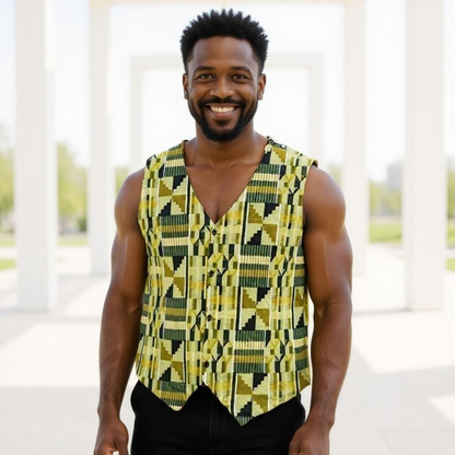 African Kente Print Vest Jacket