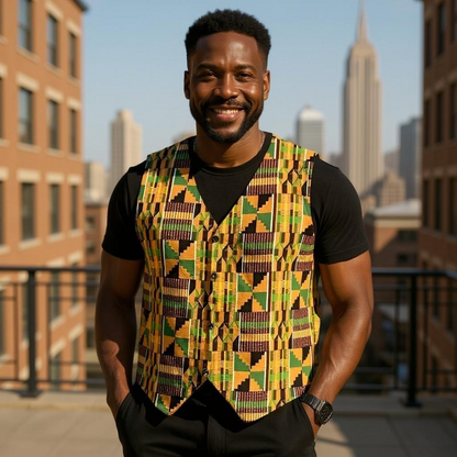 African Kente Print Vest Jacket