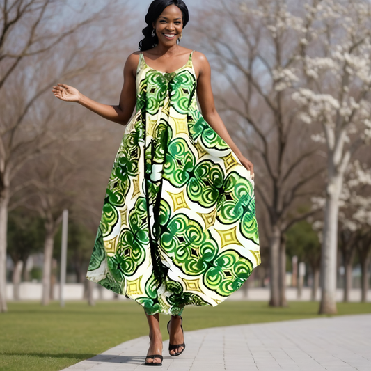 Green Spaghetti Strap Harem Romper