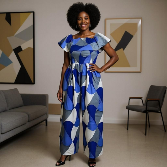 African Print Palazzo Jumpsuit