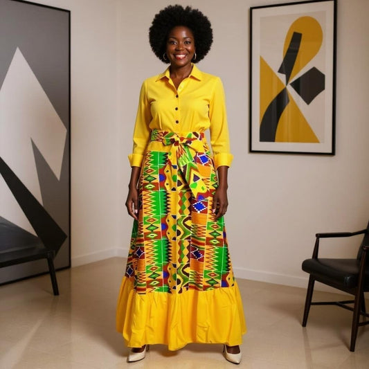 Long African Print Dashiki Skirt