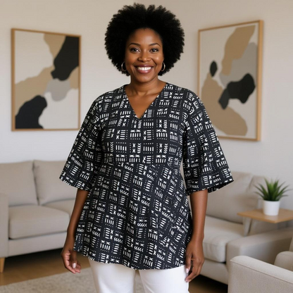 African Print Wrap Top