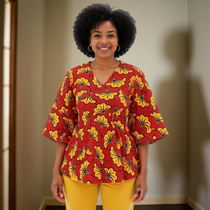 African Print Wrap Top