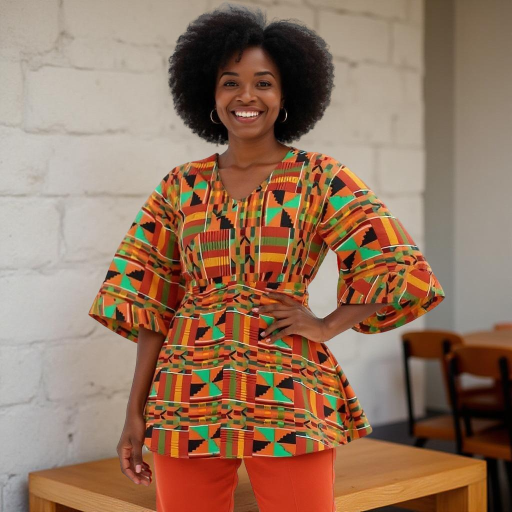African Print Wrap Top