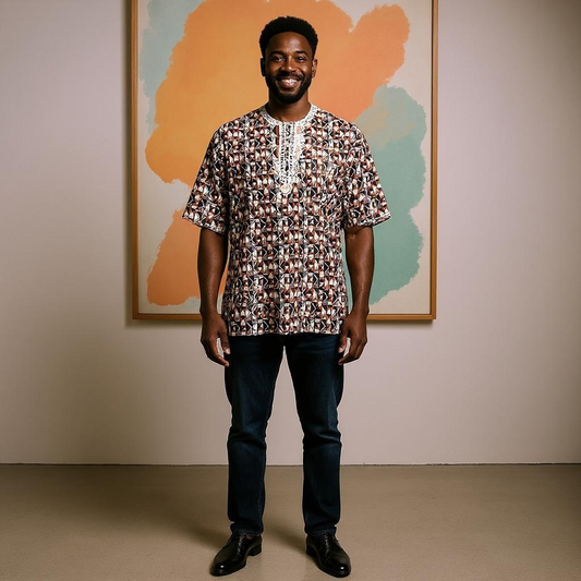 Embroidered African Tribal Print Dashiki