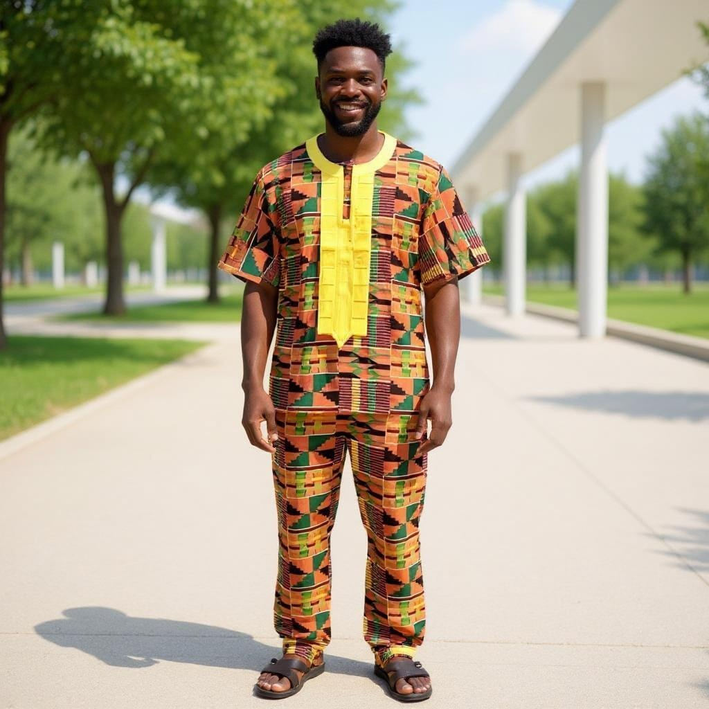 Youth/Boys/Men 3pc African Kente Pants Set Style2 (Small)