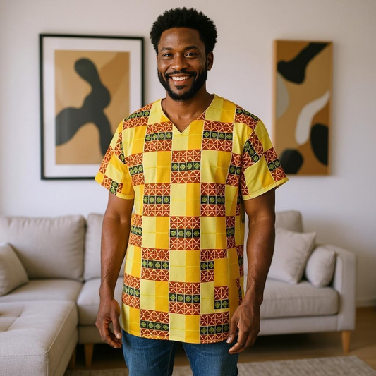 Men Traditional Kente Print Dashiki Shirt