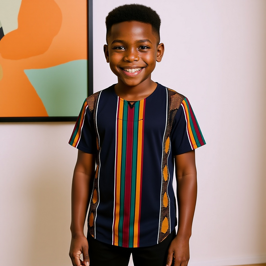 African Kids Kente Print Style 4 Dashiki Shirt