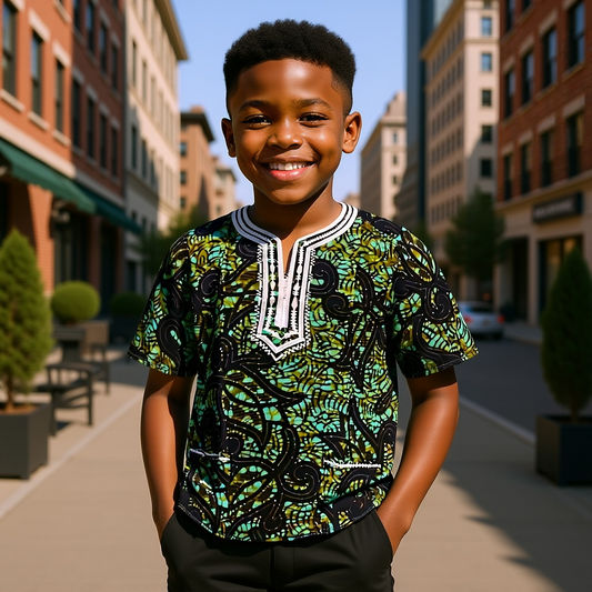 Boy's Ghanaian African Dashiki Tops