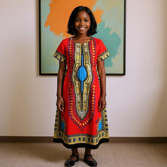 Girl's Dashiki Kaftan Dress