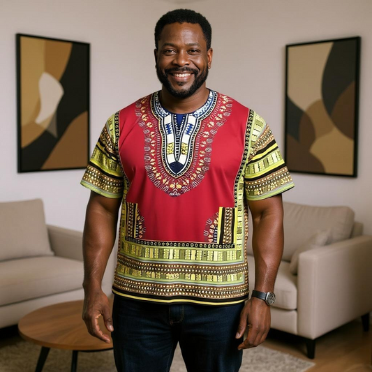 Big and Tall Plus Size Traditional Print Dashiki Shirts (Unisex) 5X-8X