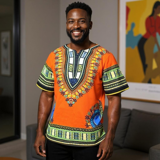 Traditional Print Unisex Dashiki Shirts (Medium Size)