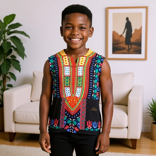 Kids Traditional Sleeveless Dashiki Top