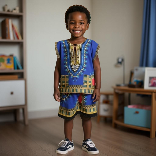 Kids Dashiki Top and Shorts Set
