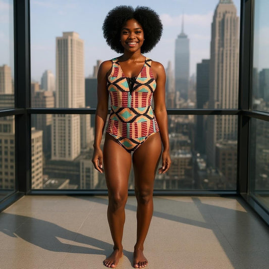 African Print One Piece Bikini Swimwear