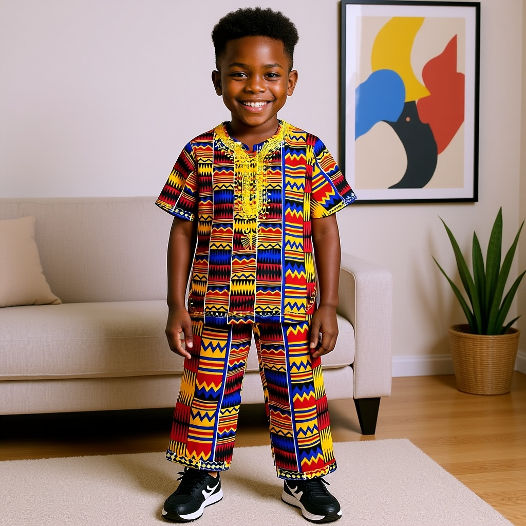 Big Boys 3pc African Dashiki Print Pant Set (Size 14)