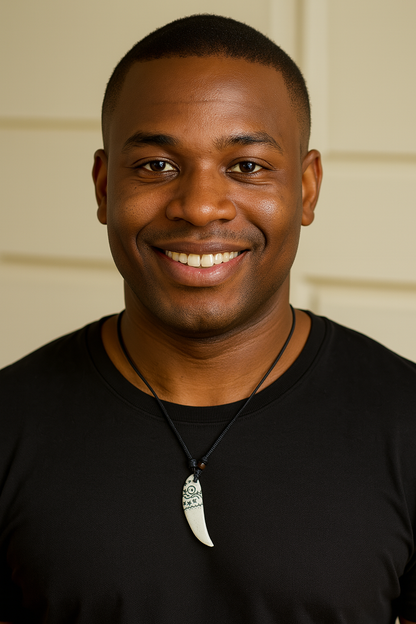 Men's Carving White Animal Tooth Pendant Necklace