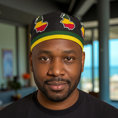 Africa Map Print Kufi Hat