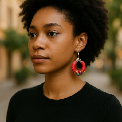 African Beaded Hoop Earrings