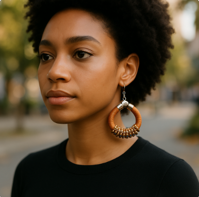 African Beaded Hoop Earrings