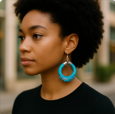 African Beaded Hoop Earrings