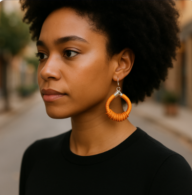 African Beaded Hoop Earrings