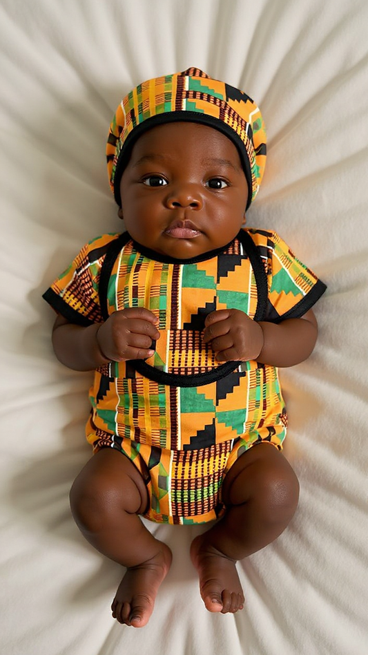 African Kente Print Infant Onesie Outfit