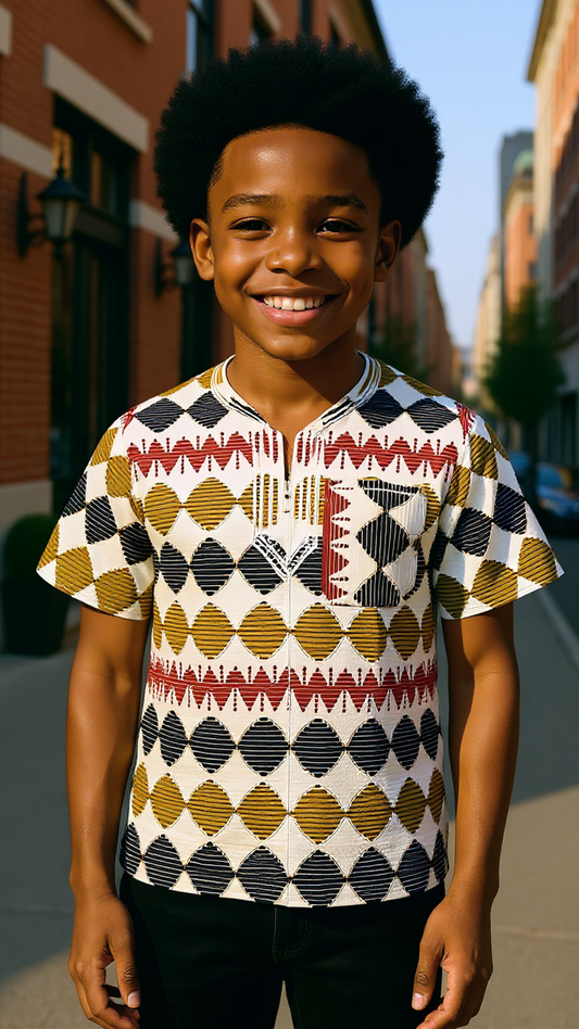 Boy's Ghanaian  African Dashiki Top