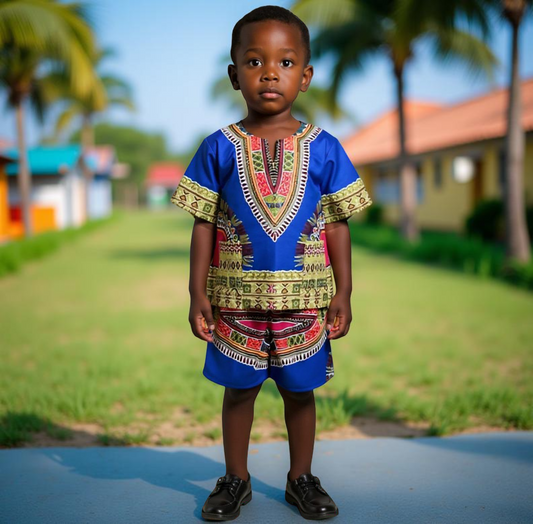 Children's Unisex Dashiki Short Set