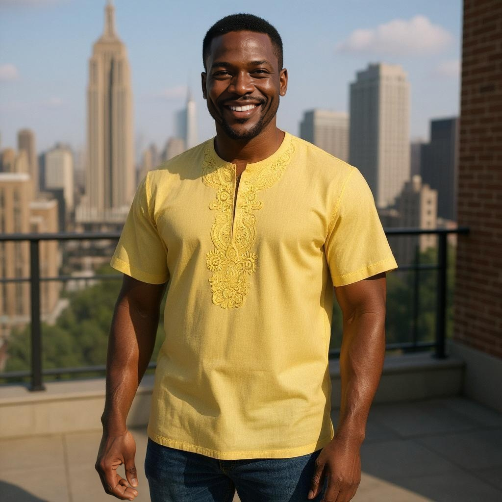 Men's Linen Embroidered Dashiki Shirt