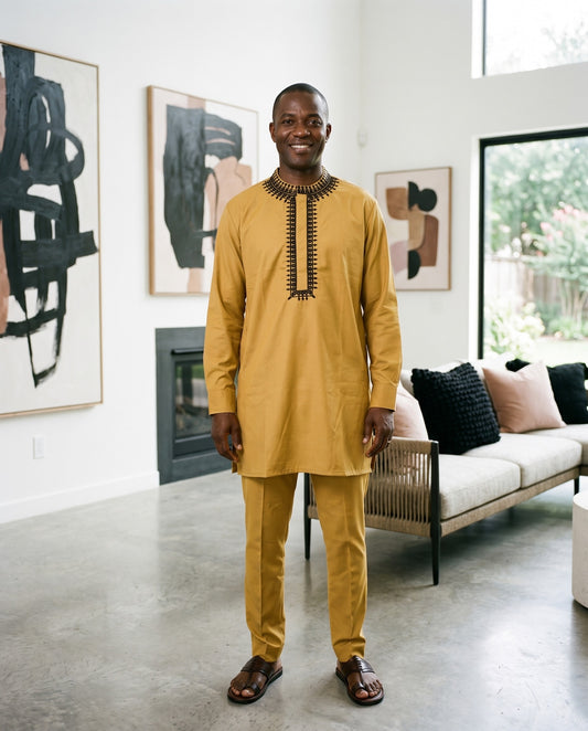Men’s Gold Embroidered Agbada Set