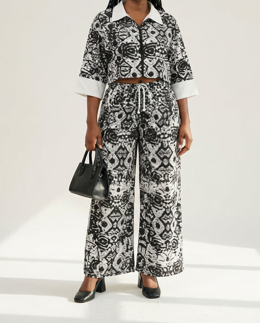 Black & White African Print Two-Piece Set