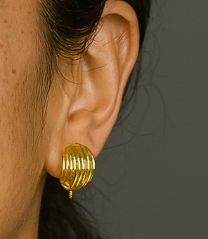 Textured Gold-Tone Stud Earrings w/Pendant