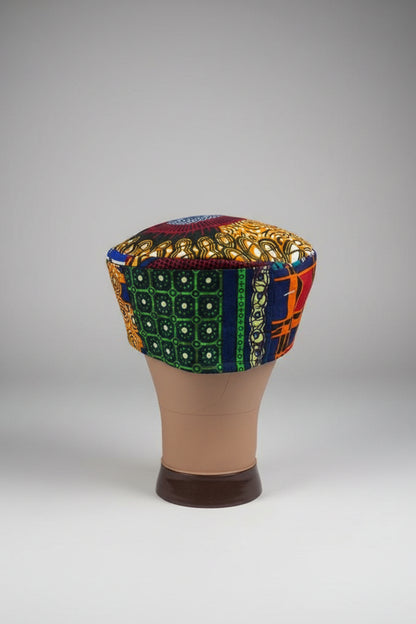 African Print Patchwork Kufi Hat – Multicolor Ankara Cap (C)