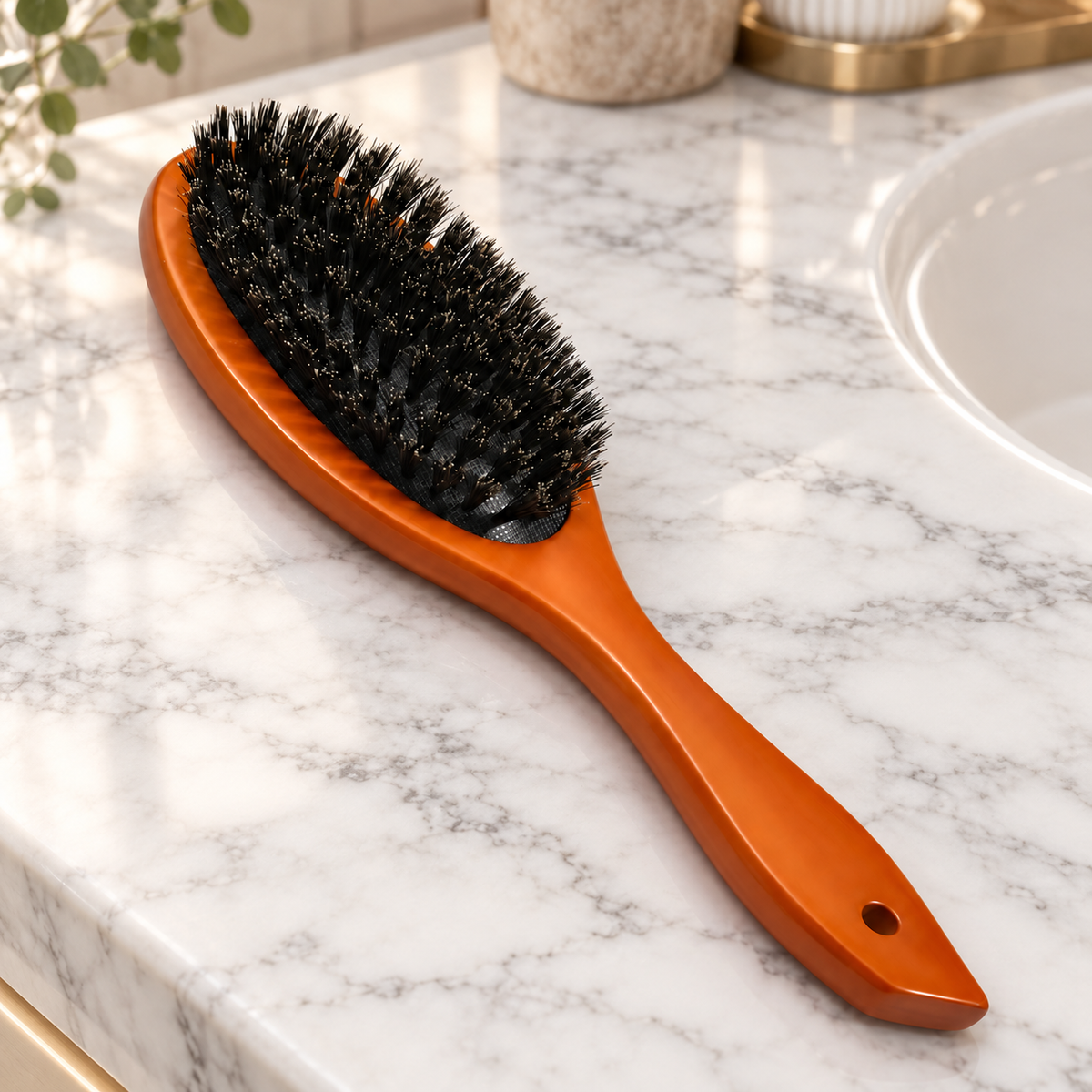 Polished Brown Wooden Hair Brush